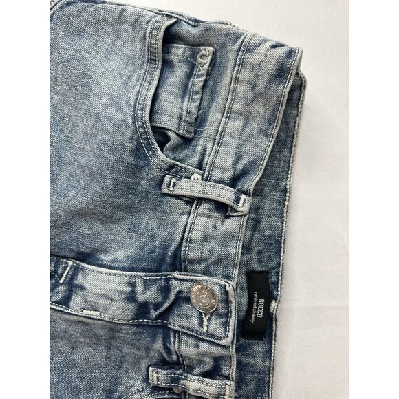 True Religion Jeans Mens 28x33 Blue Rocco Relaxed Skinny Acid Wash white tag - Picture 4 of 8